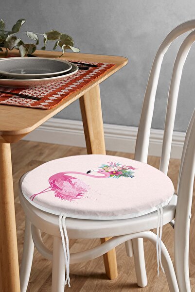 Realhomes Ψηφιακό εμπριμέ μαξιλάρι καρέκλας με στρογγυλό φερμουάρ με ροζ μοτί...