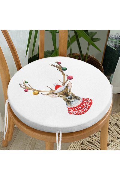 Realhomes Modern Deer Pattern Digital Printed Round Zippered Chair Cushion