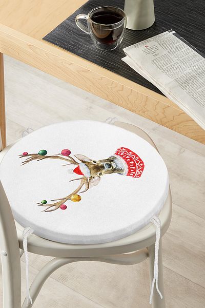 Realhomes Modern Deer Pattern Digital Printed Round Zippered Chair Cushion