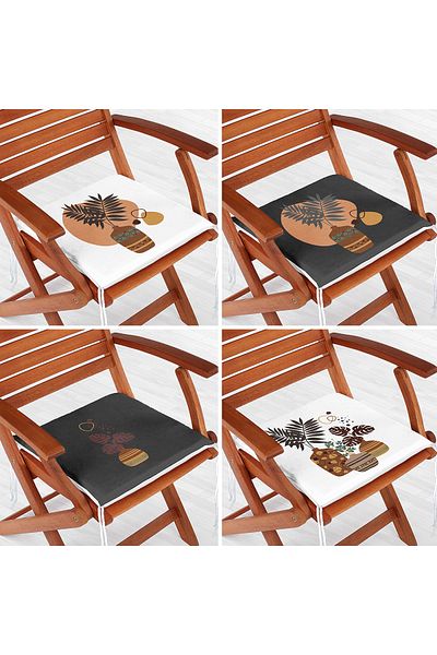 Realhomes 4-Piece Bohemian Ethnic Motif Vase Design Zippered Chair Cushion Set