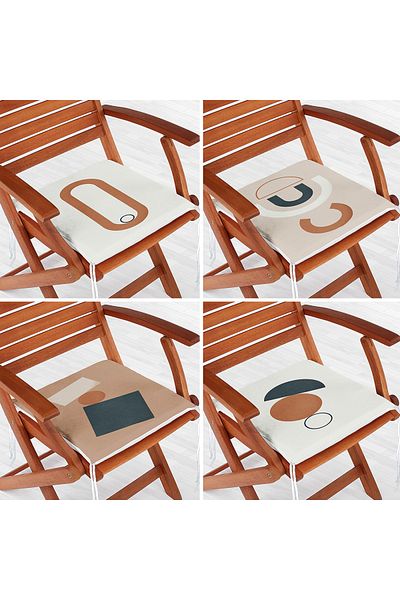 Realhomes 4-Piece Modern Zippered Chair Cushion Set with Onedraw Drawing on Colorful Floor
