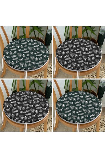 Realhomes 4-Piece Modern Round Zippered Chair Cushion Set with Pinewood Pattern on Colorful Floor