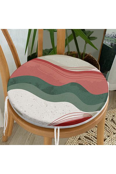Realhomes Digital Printed Modern Round Zippered Chair Cushion with Geometric Patterns on Colorful Floor