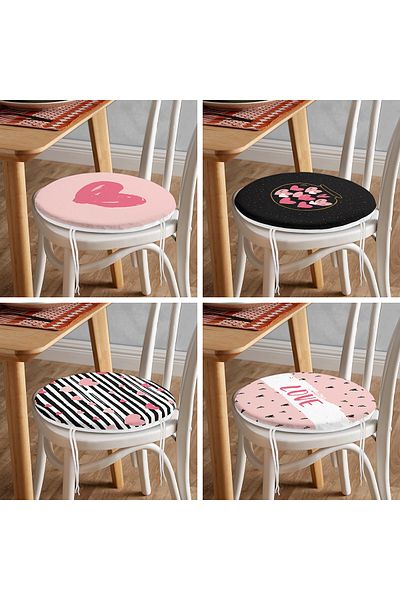 Realhomes 4-Piece Valentine's Day Concept Special Design Modern Combination Round Zipper Chair Cushion Set