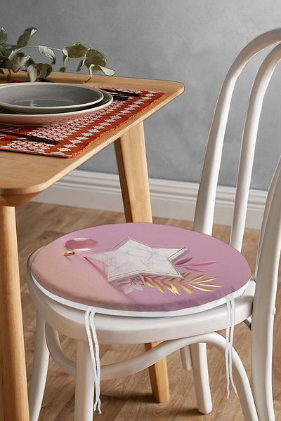 Realhomes Modern Pink Background 3d Star Patterned Round Zippered Chair Cushion