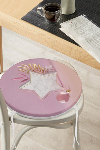 Realhomes Modern Pink Background 3d Star Patterned Round Zippered Chair Cushion
