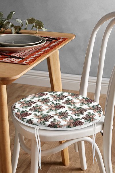 Realhomes Digital Printed Round Zippered Chair Cushion with Special Design Cone Design