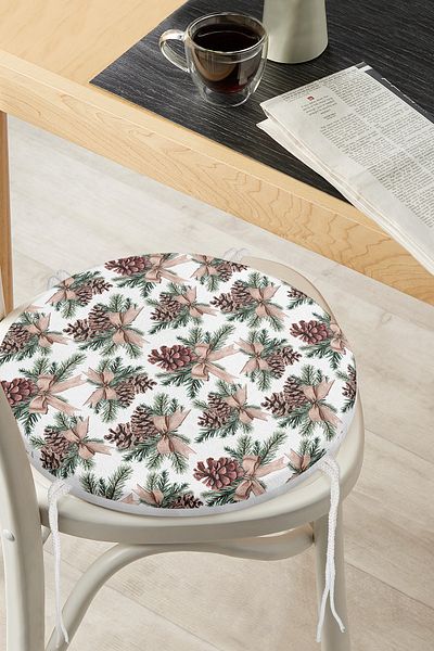 Realhomes Digital Printed Round Zippered Chair Cushion with Special Design Cone Design