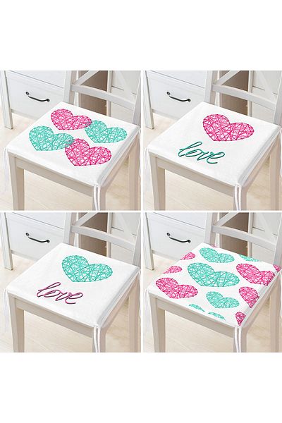 Realhomes 4-Piece Valentine's Day Concept Special Design Modern Combination Zippered Chair Cushion Set