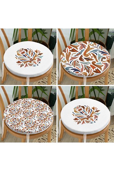Realhomes 4-Piece Minimal Designed Modern Round Zippered Chair Cushion Set