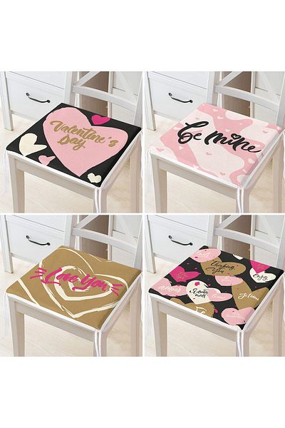 Realhomes 4-Piece Valentine's Day Concept Special Design Modern Combination Zippered Chair Cushion Set