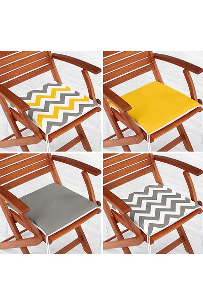 Realhomes 4-Piece Yellow and Gray Compatible Zippered Chair Cushion Set