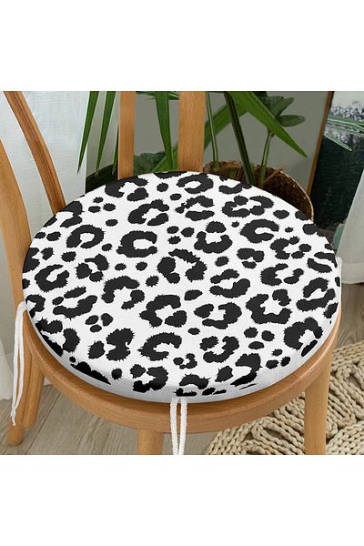 Realhomes Digital Printed Modern Round Zippered Chair Cushion with Onedraw Drawing on Colorful Background