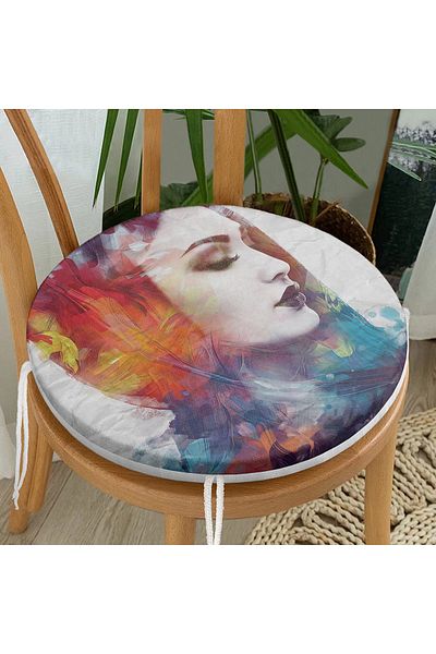 Realhomes Pastel Colored Red Haired Round Zippered Chair Cushion