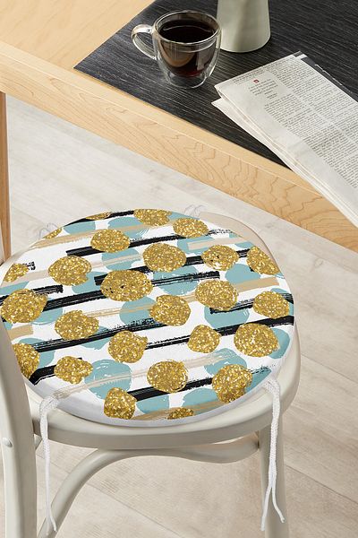 Realhomes Colorful Polka Dot Digital Printed Modern Round Zippered Chair Cushion on White Background