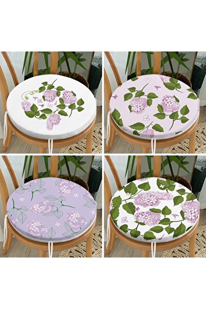 Realhomes Σετ 4 μοντέρνα στρογγυλά μαξιλάρια καρέκλας με φερμουάρ και μοτίβο ...