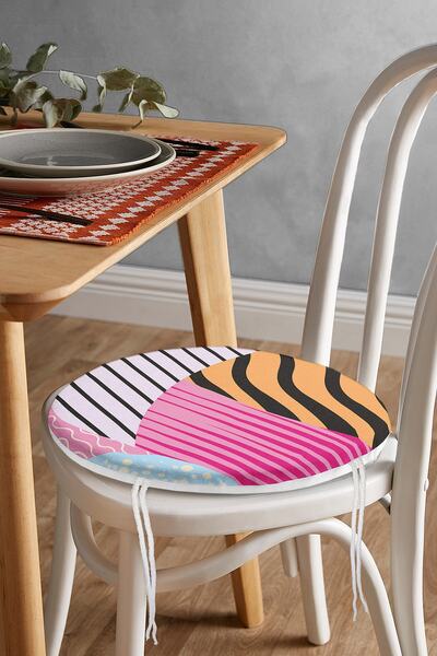 Realhomes Кругла подушка для стільця з геометричним сучасним дизайном та блис...