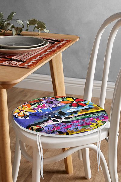 Realhomes Multi Color Special Design Digital Printed Modern Round Zippered Chair Cushion