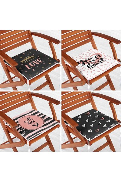 Realhomes 4-Piece Valentine's Day Concept Special Design Modern Combination Zippered Chair Cushion Set