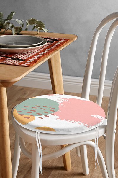 Realhomes Colorful Abstract Special Designed Digital Printed Round Zippered Chair Cushion