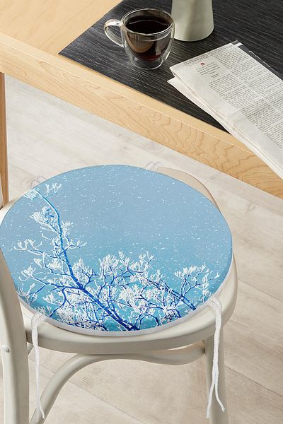 Realhomes Sky Themed Tree Motif Round Zippered Chair Cushion