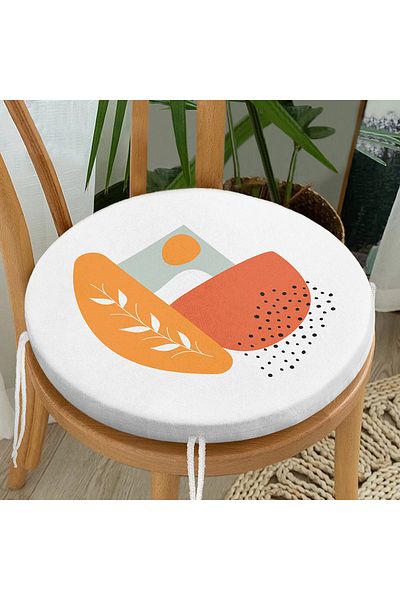 Realhomes Onedraw Drawing Digital Printed Modern Round Zippered Chair Cushion on White Background