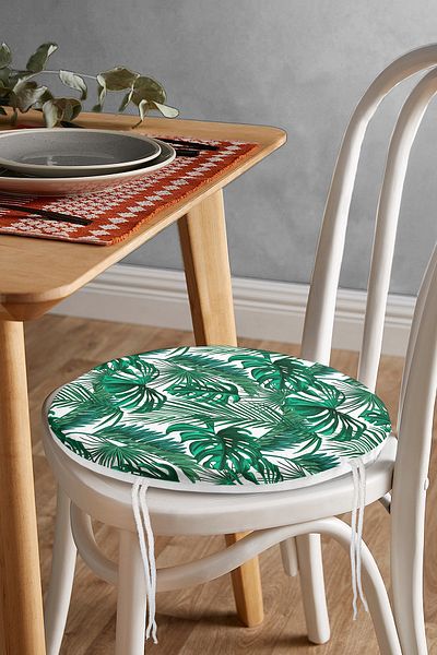 Realhomes Mint Green Cross Stitch Motif Round Zippered Chair Cushion