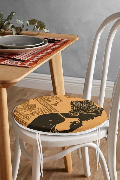 Realhomes African Ethnic Design Digital Printed Round Zippered Chair Cushion