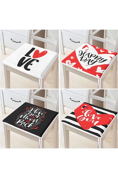 Realhomes 4-Piece Valentine's Day Concept Special Design Modern Combination Zippered Chair Cushion Set