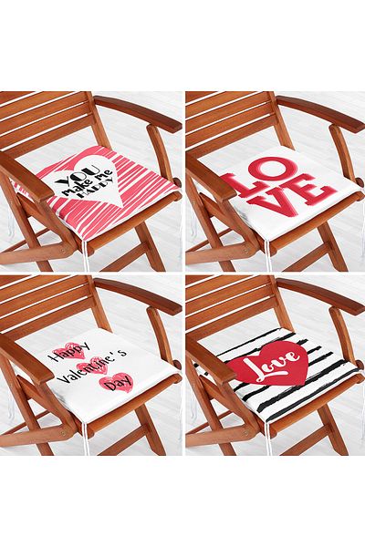 Realhomes 4-Piece Valentine's Day Concept Special Design Modern Combination Zippered Chair Cushion Set