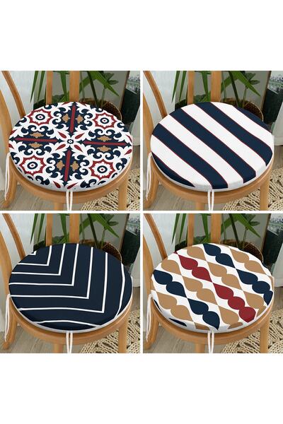 Realhomes Набір з 4 синіх круглих подушок для стільців із застібкою-блискавко...