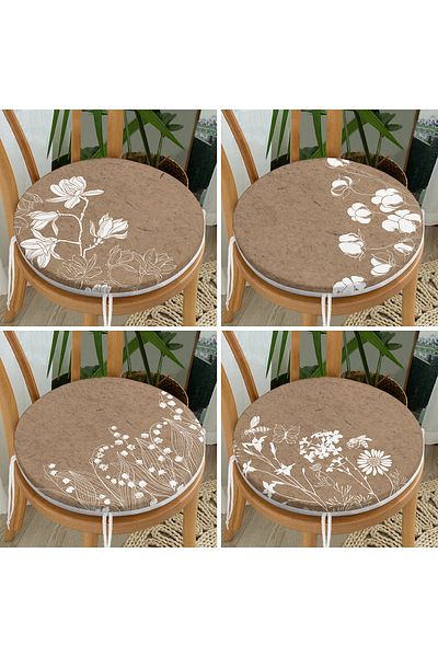 Realhomes Set de perne pentru scaun, rotunde, moderne, cu fermoar, cu model floral, alb, colorat, 4 piese, pe podea
