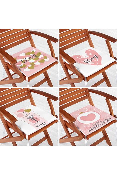 Realhomes 4-Piece Valentine's Day Concept Special Design Modern Combination Zippered Chair Cushion Set