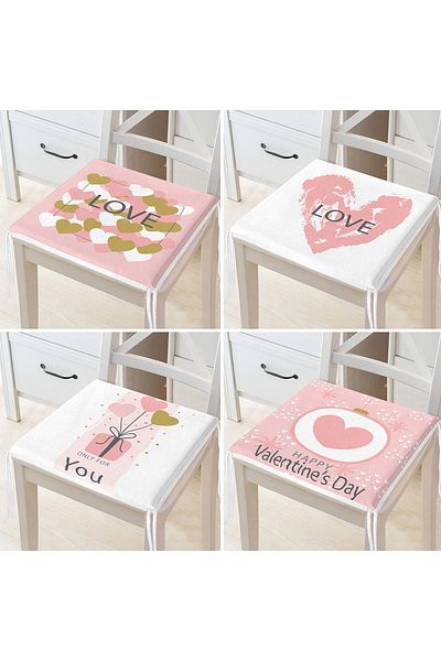 Realhomes 4-Piece Valentine's Day Concept Special Design Modern Combination Zippered Chair Cushion Set