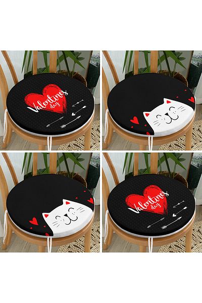 Realhomes 4-Piece Valentine's Day Concept Special Design Modern Combination Round Zipper Chair Cushion Set