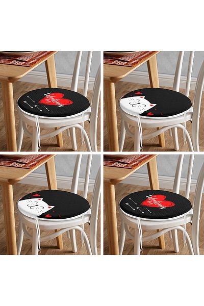 Realhomes 4-Piece Valentine's Day Concept Special Design Modern Combination Round Zipper Chair Cushion Set