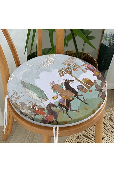 Realhomes Special Design Ottoman Horse Miniature Round Zippered Chair Cushion