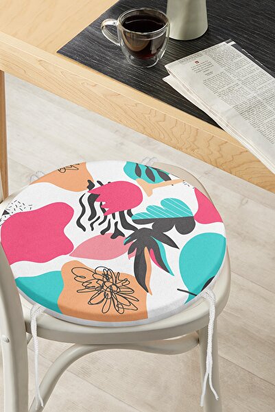 Realhomes Сучасна кругла подушка для стільця з цифровим принтом у вигляді кол...