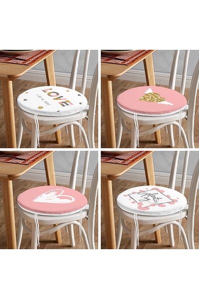 Realhomes 4-Piece Valentine's Day Concept Special Design Modern Combination Round Zipper Chair Cushion Set