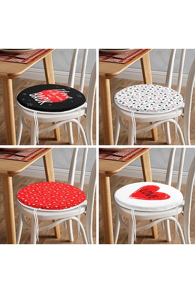 Realhomes 4-Piece Valentine's Day Concept Special Design Modern Combination Round Zipper Chair Cushion Set