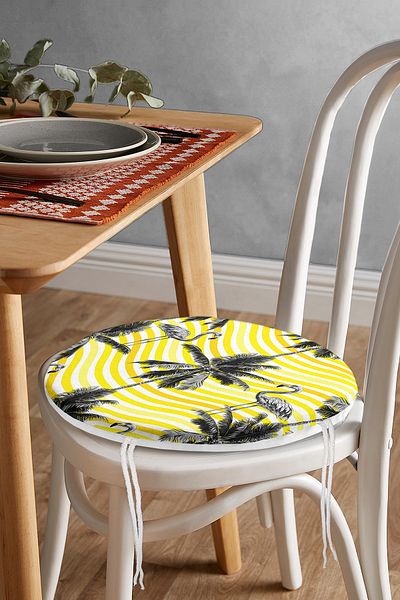 Realhomes Flamingo Patterned Digital Printed Round Zippered Chair Cushion
