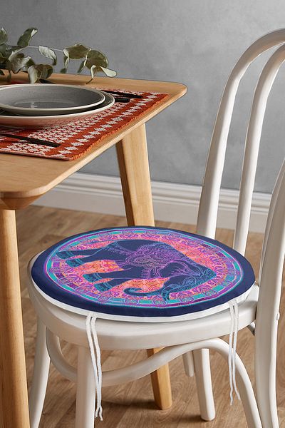 Realhomes Colorful Bohemian Authentic Ethnic Elephant Patterned Round Zippered Chair Cushion