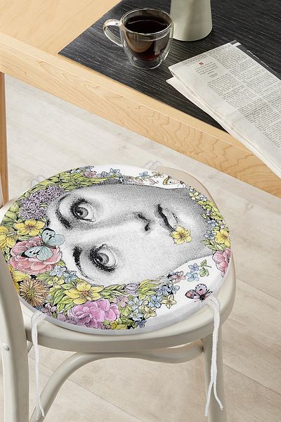 Realhomes Piero Fornasetti Designed Round Zippered Chair Cushion