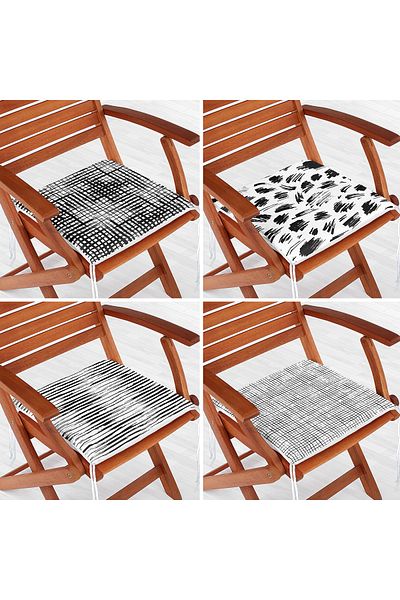 Realhomes 4-Piece Geometric Shape Designed Modern Digital Printed Zippered Chair Cushion Set