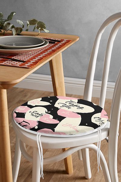 Realhomes Valentine's Day Themed Special Design Digital Printed Modern Round Zippered Chair Cushion