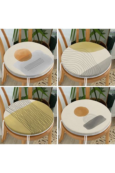 Realhomes 4-Piece Soft Colored Special Design Modern Round Zippered Chair Cushion Set
