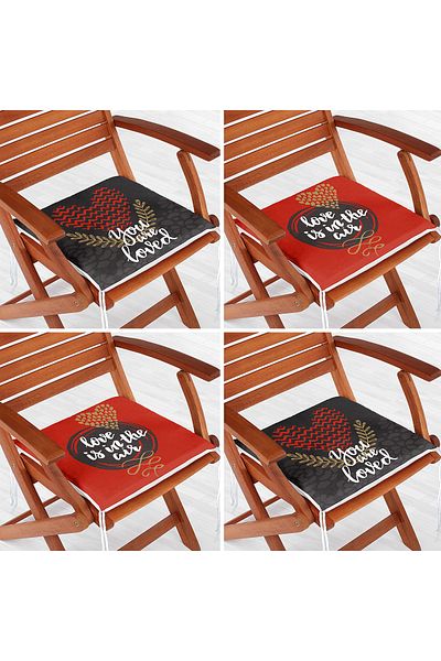 Realhomes 4-Piece Valentine's Day Concept Special Design Modern Combination Zippered Chair Cushion Set