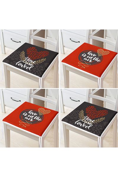 Realhomes 4-Piece Valentine's Day Concept Special Design Modern Combination Zippered Chair Cushion Set