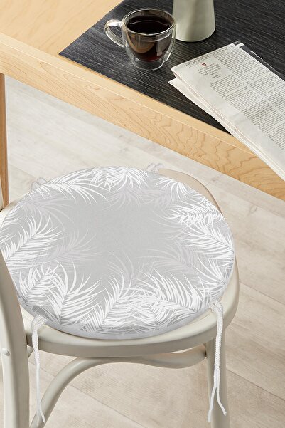 Realhomes Сучасна кругла подушка для стільця з цифровим принтом у вигляді біл...