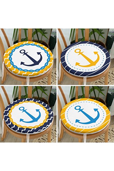 Realhomes Набір з 4 круглих стільцевих подушок із застібкою-блискавкою, спеці...